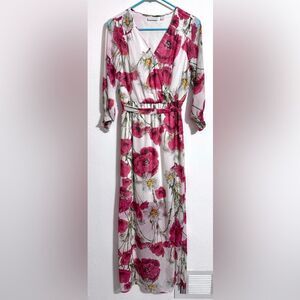 New York & Company white and pink floral maxi dress, size 0